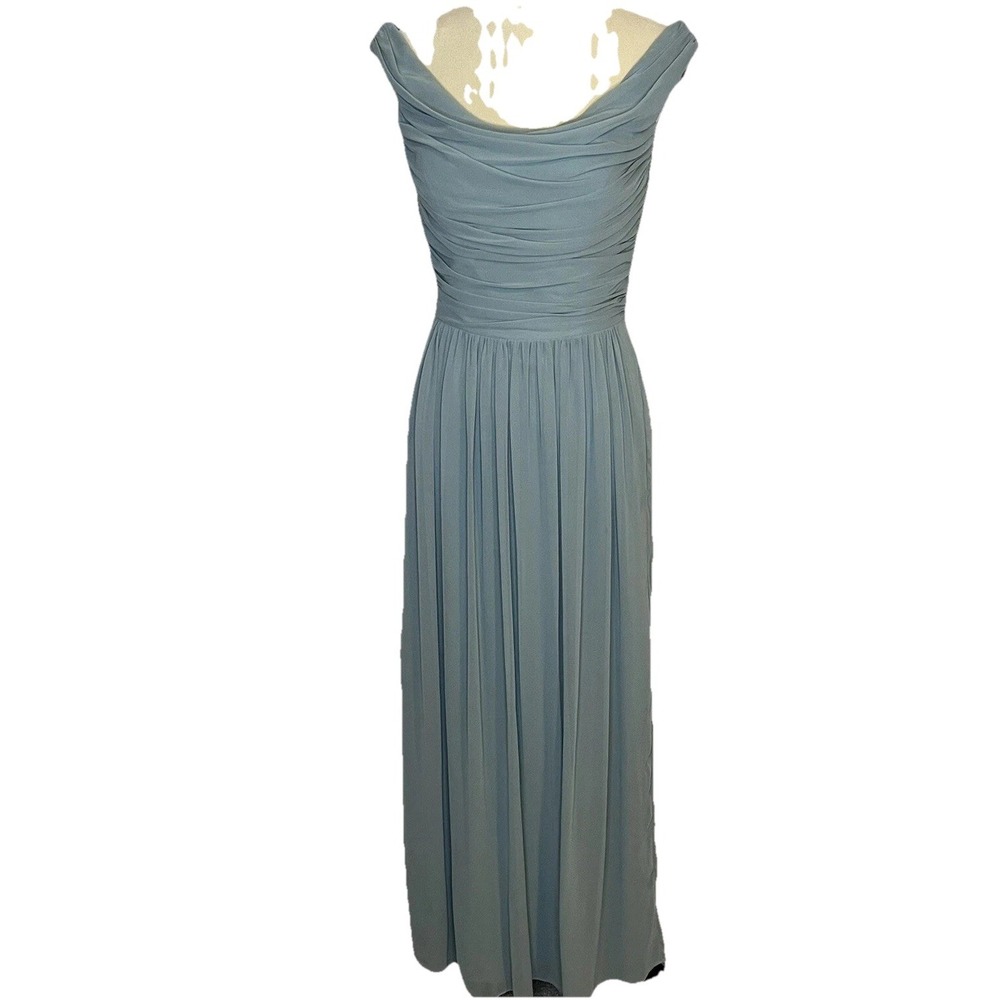 Dressy Collection Vivian Diamond Full Length Bridesmaid Dress Scoop Neck Blue